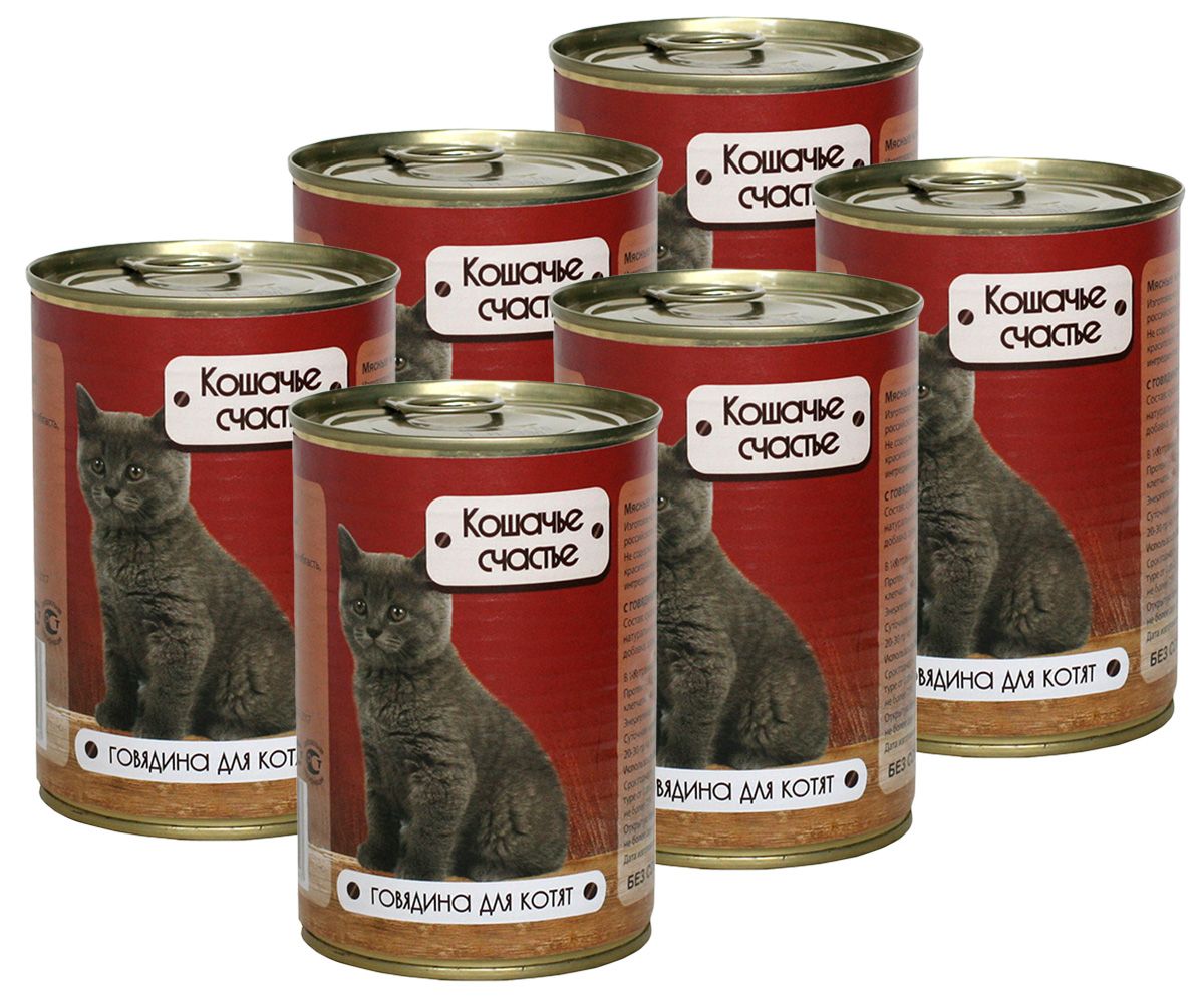 КОШАЧЬЕСЧАСТЬЕдлякотятсговядиной(410грх6шт)