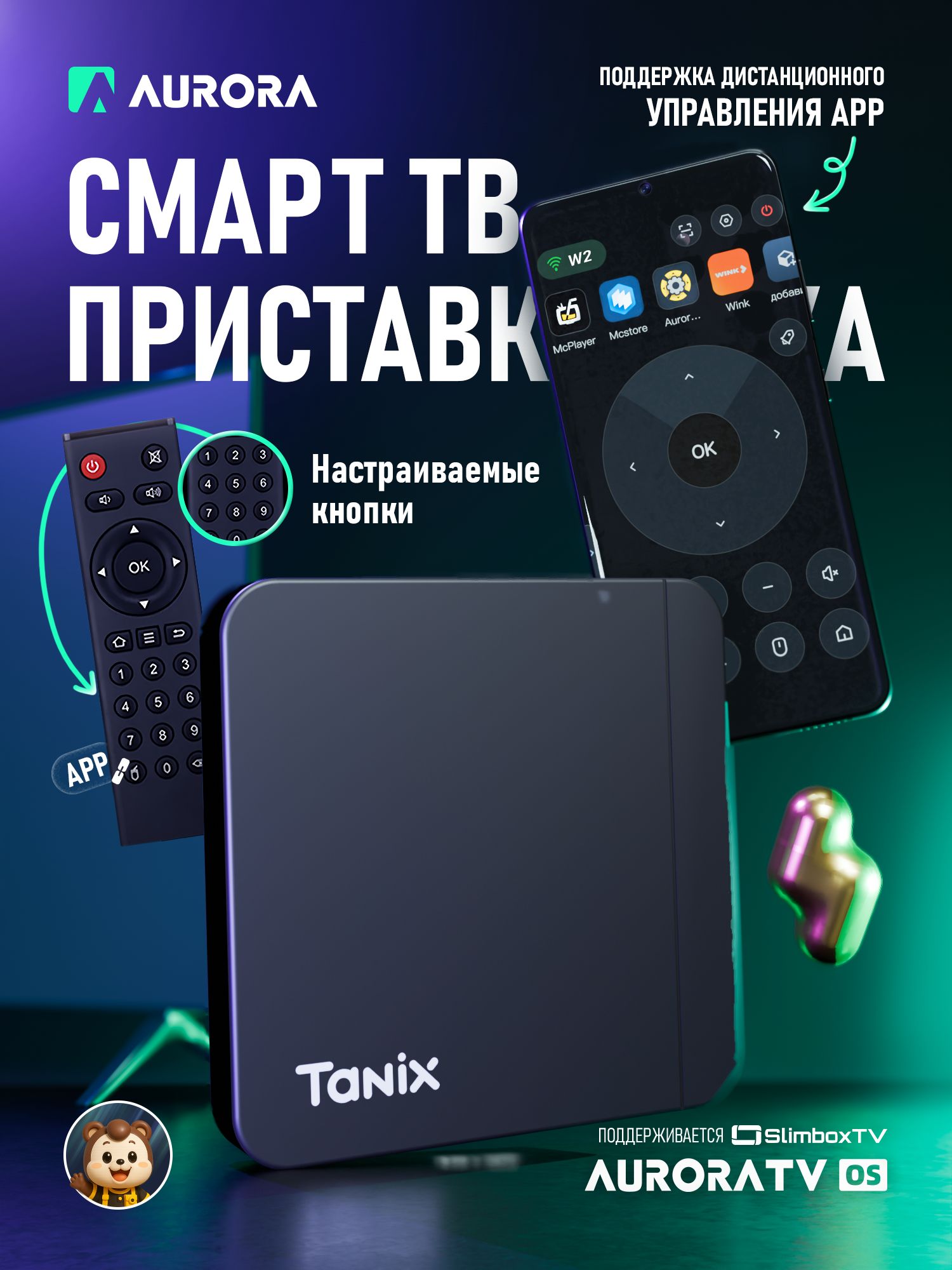 СмартТВ-приставкадлятелевизораTanixW2,Android11,4ГБ/32ГБ,Wi-Fi2.4/5ГГц,4K,черная
