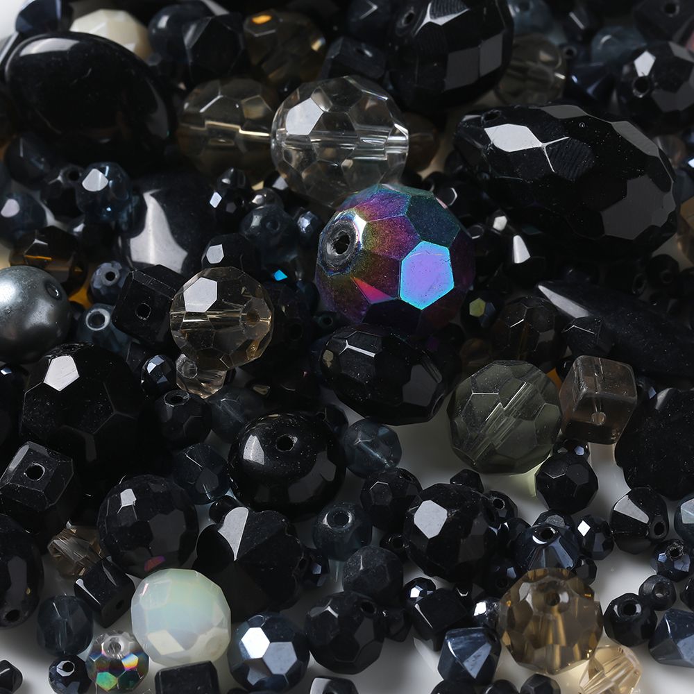 МиксАссортиизграненыххрустальныхбусинижемчуга(имитация)разногоразмера,Наборбусиндлярукоделия45гр/уп,Цветчерная