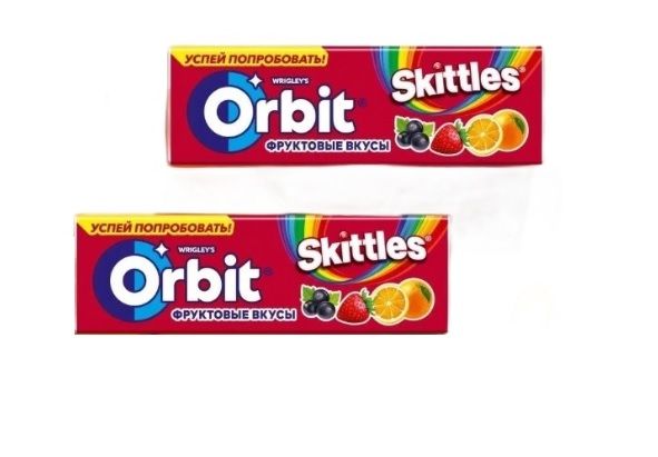 ЖевательнаярезинкаOrbit,фруктовыевкусыSkittles,13,6гх2шт