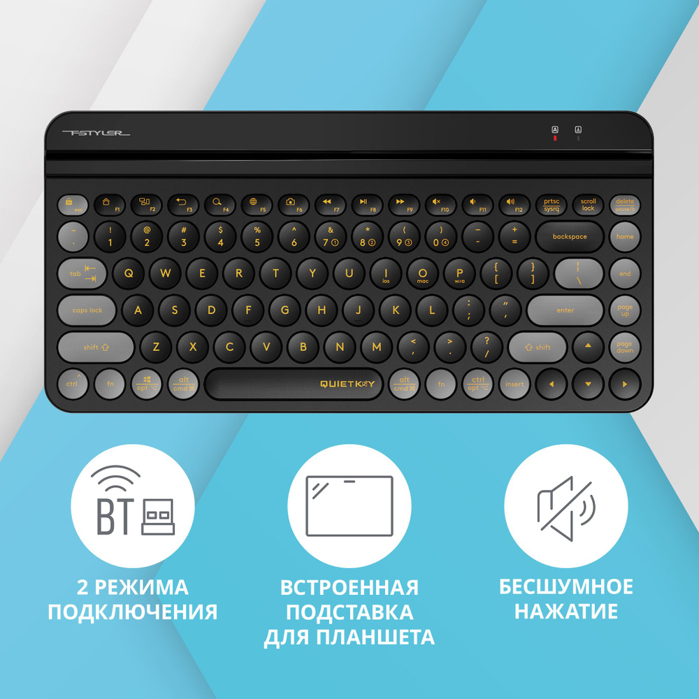 Клавиатура A4Tech Fstyler FBK30 черный/серый USB беспроводная BT/Radio slim Multimedia  #1