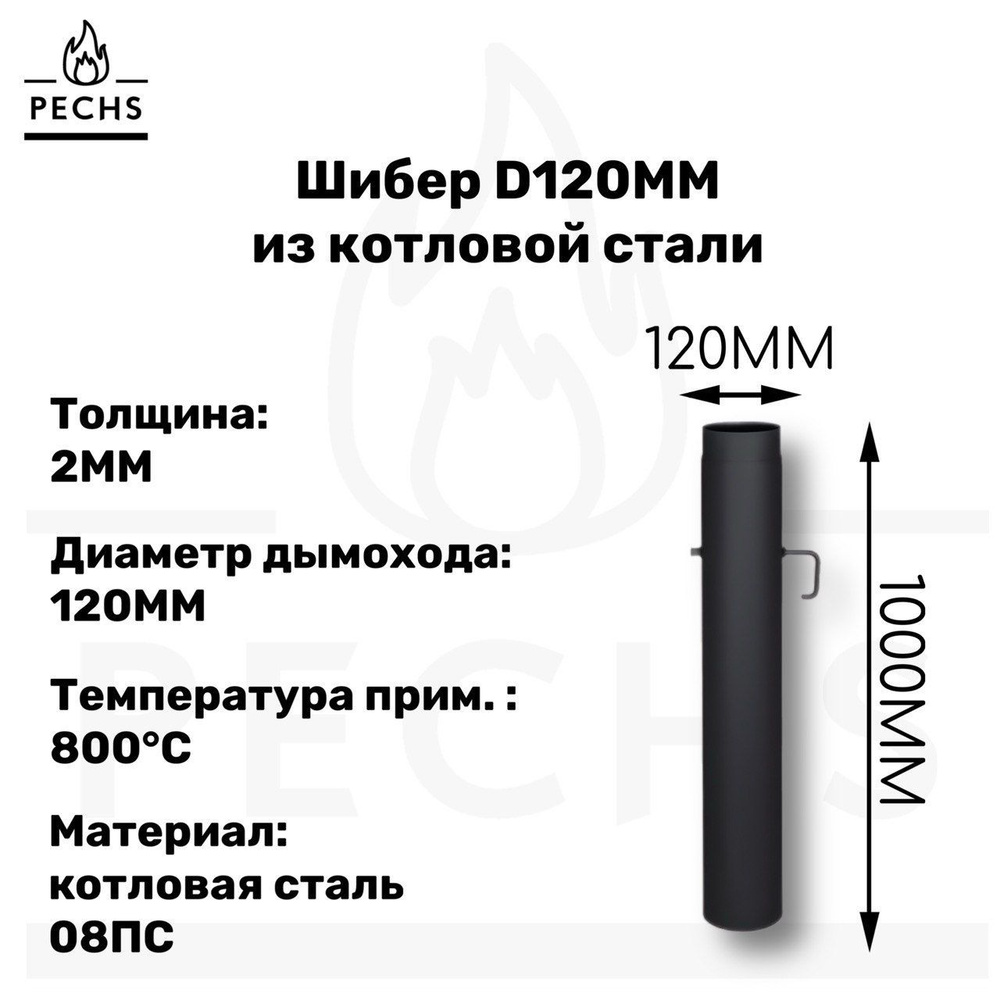 Шибер из котловой стали 2 мм D120 L1000 #1