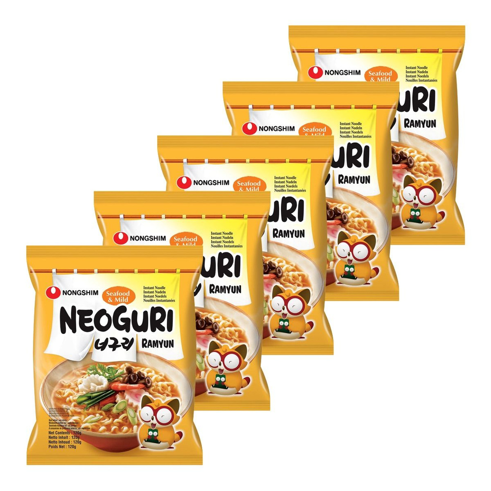 Лапша быстрого приготовления Неогури с морепродуктами Nongshim, пачка 120 г х 5 шт  #1