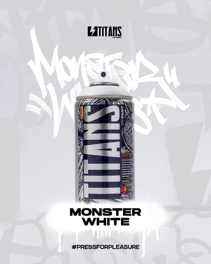 Аэрозольная краска для граффити и дизайна TITANS 02 Monster White 300мл.  #1
