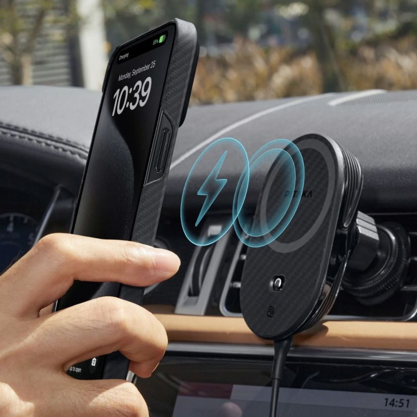 Автодержатель с беспроводным ЗУ Pitaka MagEZ Car Mount Pro 2 Qi2 with NFC Magnetic Wireless Charging #1