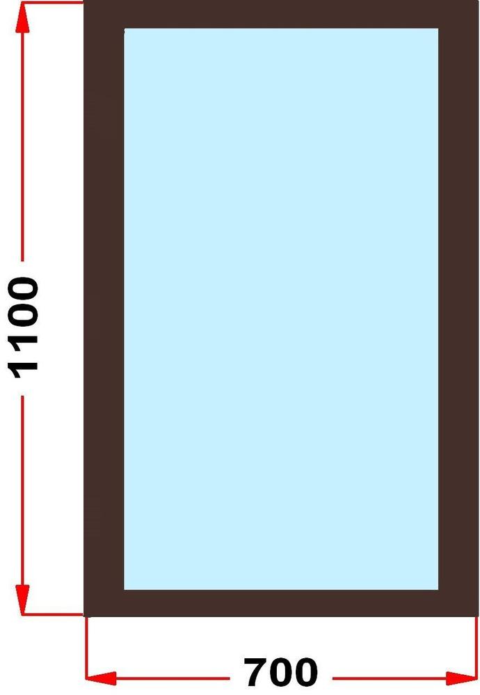 Окно из профиля Grunder 60 мм (1100 x 700), не открывающееся, стеклопакет 2 стекла, темно-коричневое #1