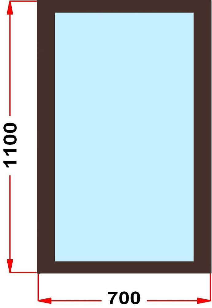 Окно пластиковое, профиль 70 мм (1100 x 700), не открывающееся, стеклопакет 3 стекла, темно-коричневое #1