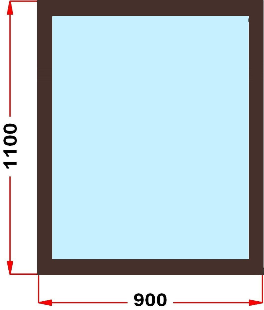 Окно из профиля Grunder 60 мм (1100 x 900) , не открывающееся, стеклопакет 3 стекла, темно-коричневое #1
