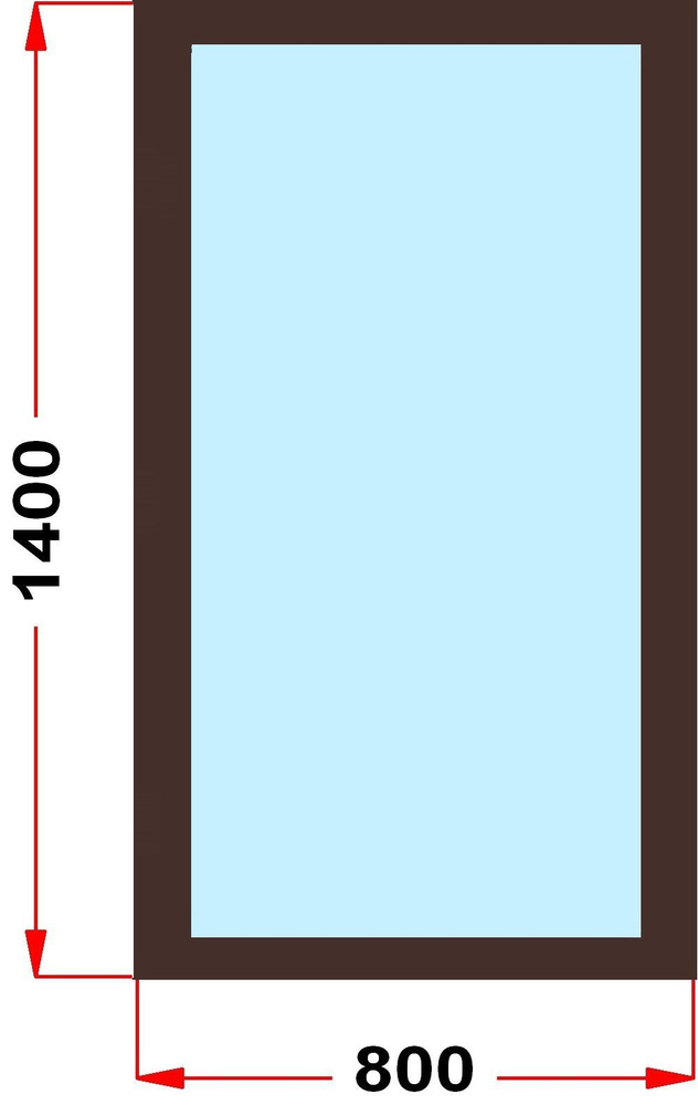 Окно из профиля Grunder 60 мм (1400 x 800) , не открывающееся, стеклопакет 2 стекла, темно-коричневое #1