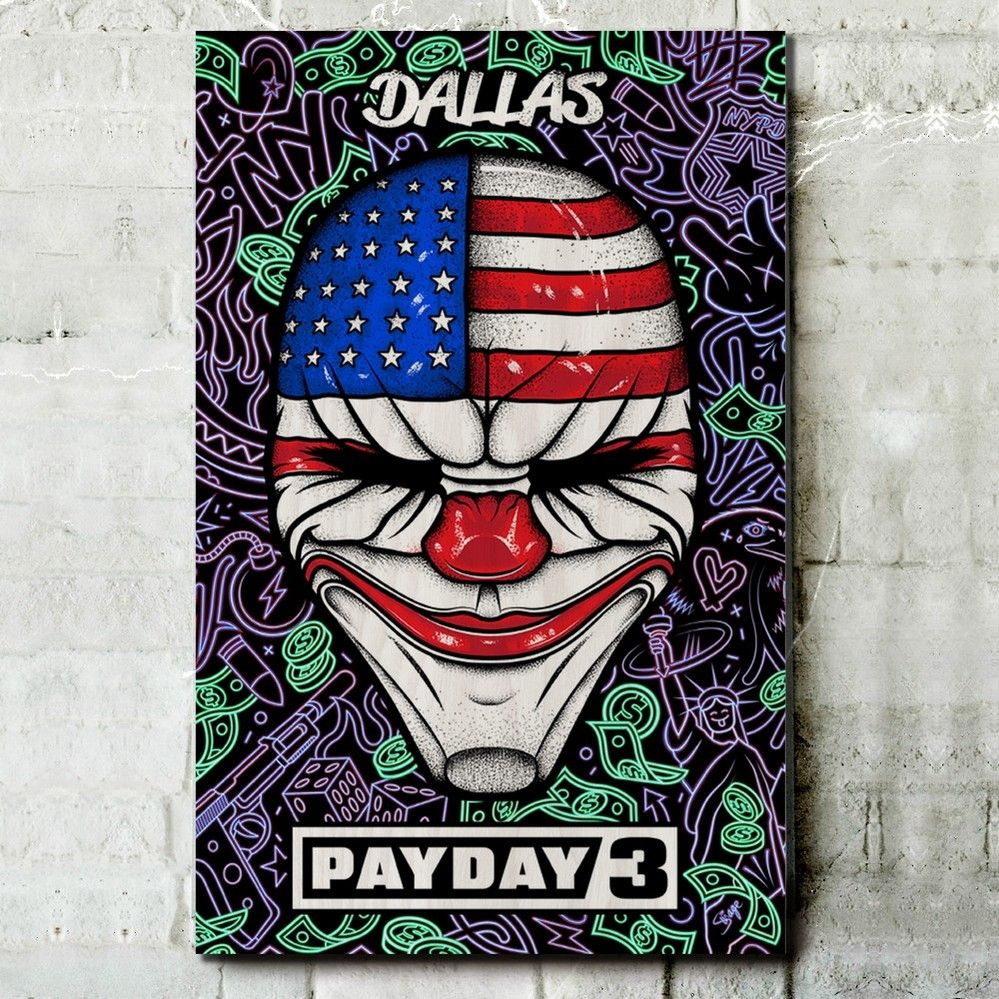 Картина интерьерная на дереве игры PayDay 3 (Пэй Дэй, Dallas, PS, PC, XBOX, SWITCH) - 13602 В  #1