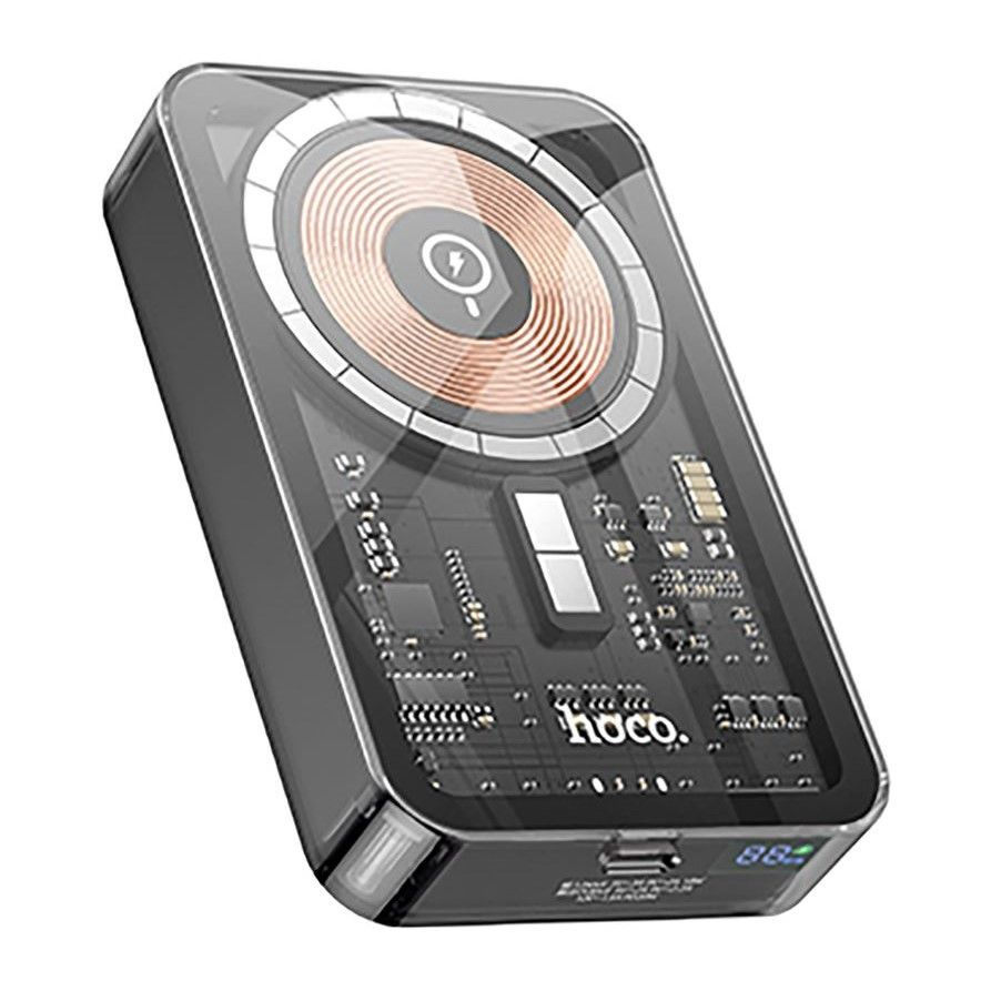 Магнитный внешний аккумулятор HOCO Q14A MagSafe 10000mAh Black / повербанк (powerbank) беспроводной с #1