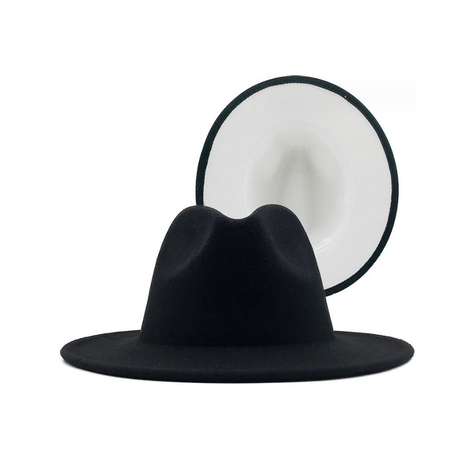 Шляпа Федора фетровая 2 цвета, черный+белый #1
