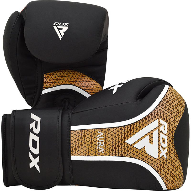 Боксерские перчатки RDX T17 Aura Plus черно золотые #1