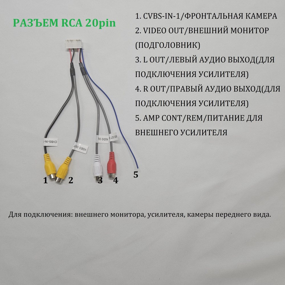 Разъём RCA 20 pin для автомагнитолы Андроид, подключения усилителя,  сабвуфера, линейный выход для Android магнитолы - купить с доставкой по  выгодным ценам в интернет-магазине OZON (1423480146)