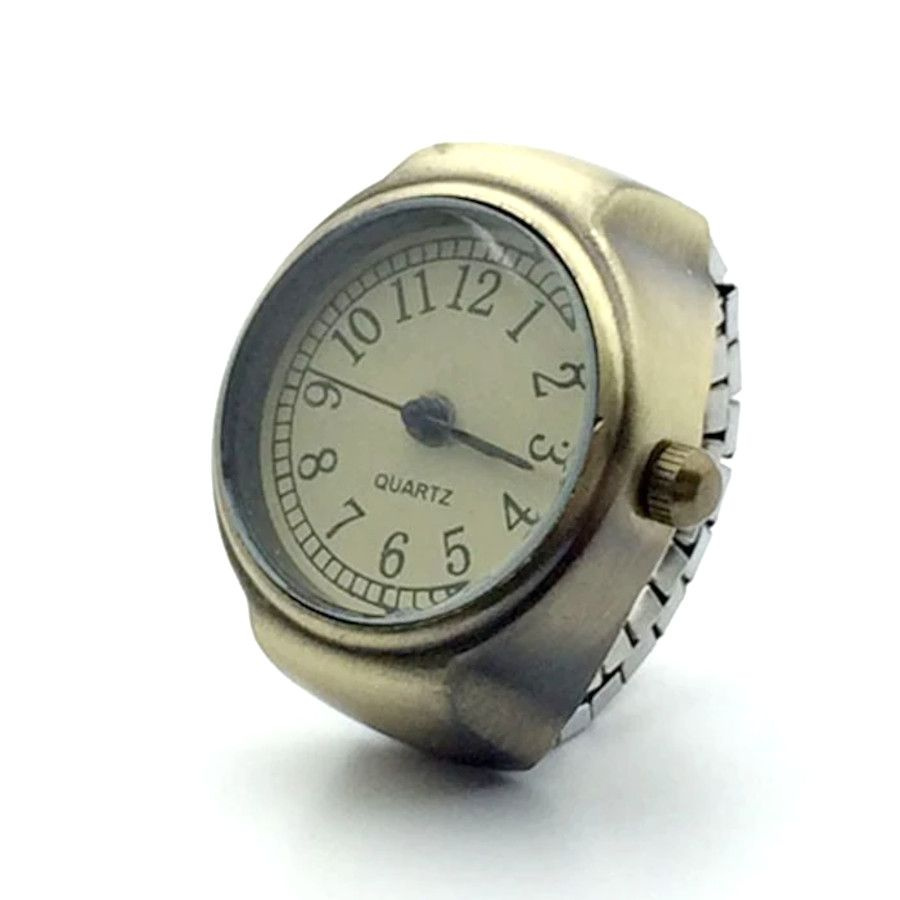 Винтажные часы-кольцо на палец, ретро-бронза #1