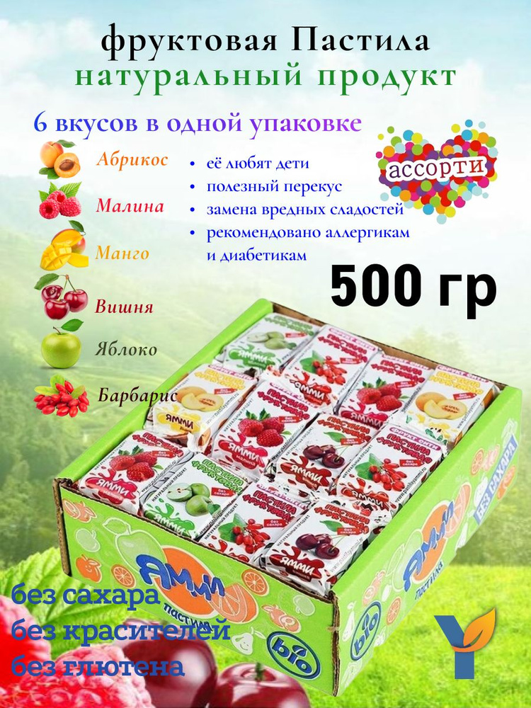 Пастила фруктовая Ямми Ассорти вкусов без сахара 500 гр #1
