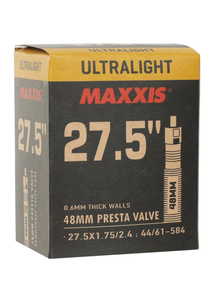 Велокамера Maxxis Ultralight 27.5X1.75/2.4 44/61-584 0.6mm Велониппель 48 мм #1