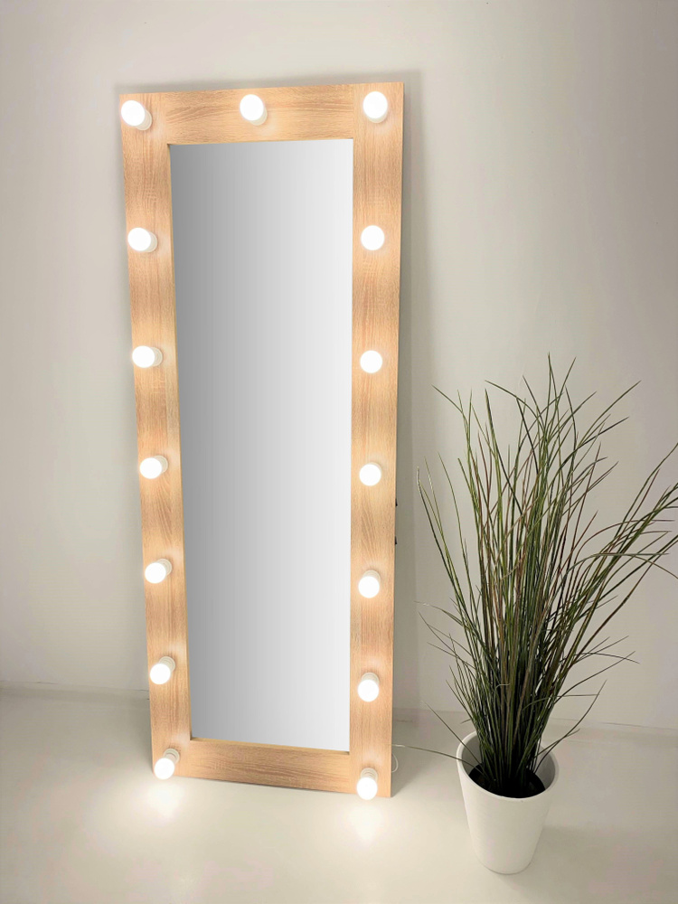 Гримерное зеркало BeautyUp 160x60 см с лампочками цвет Дуб сонома  #1