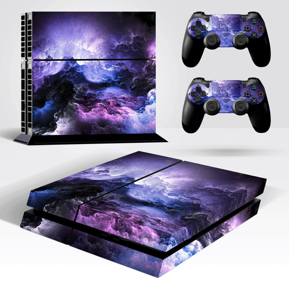 Наклейка Космос виниловая защитная на игровую консоль PlayStation 4 Fat полный комплект  #1