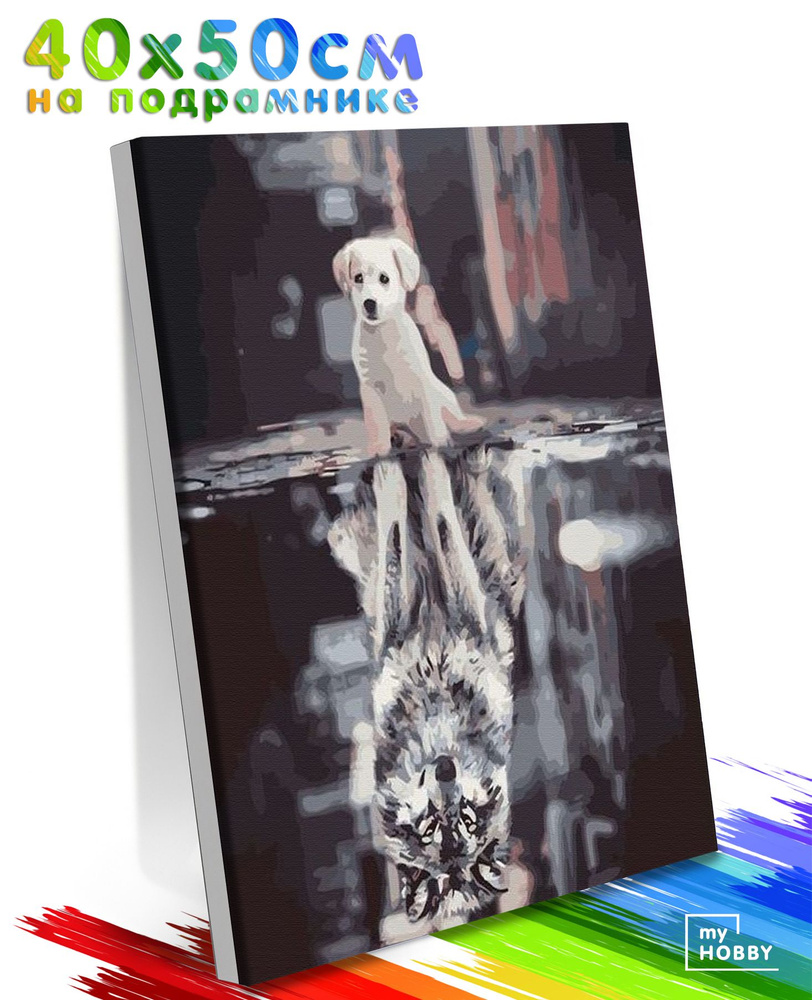 Картина по Номерам на Холсте 40х50 см Colibri Волк в Отражении Собаки Животные С Подрамником для Детей #1