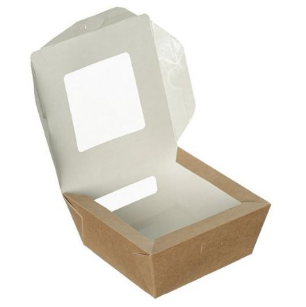 Упаковка Оригамо 115х115х50 на 400 мл с прозрачными окнами, 600 шт в коробе  #1