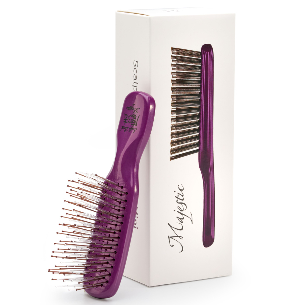 Majestic Scalp Brush японская расческа Pearl Violet Mini для тонких и ослабленных волос, мягкая, трихологическая, #1