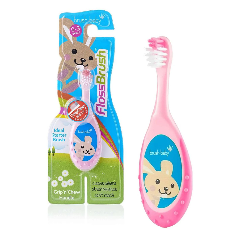 Зубная щетка Brush-Baby FlossBrush 0-3 года розовая #1