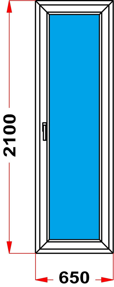 Балконная дверь 60 мм (2100 x 650) 57, с поворотно-откидной створкой, стеклопакет 2 стекла  #1