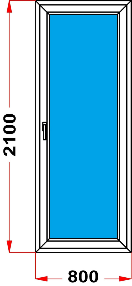 Балконная дверь 60 мм (2100 x 800) 59, с поворотно-откидной створкой, стеклопакет 2 стекла  #1