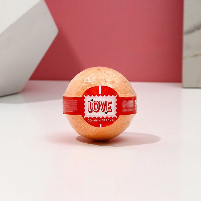 Чистое счастье, Бомбочка для ванны "Love", 130 грамм, аромат сочный персик, 2 штуки  #1