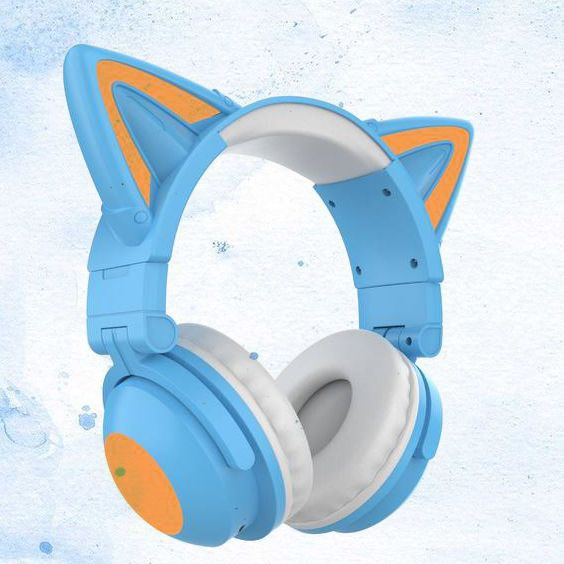 CAT EAR Наушники беспроводные с микрофоном, Bluetooth, 3.5 мм, microUSB, голубой  #1