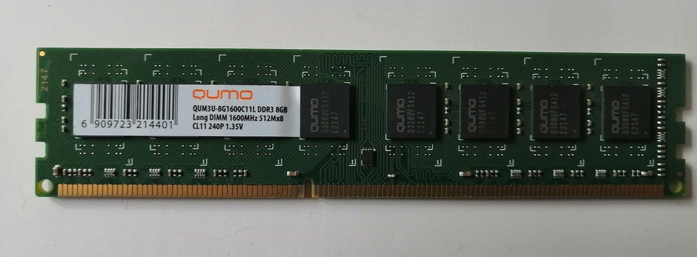 QUMO Оперативная память DDR3L QUM3U-8G1600С11L 8Гб 1600MHz 1x8 ГБ (QUM3U-8G1600С11L)  #1