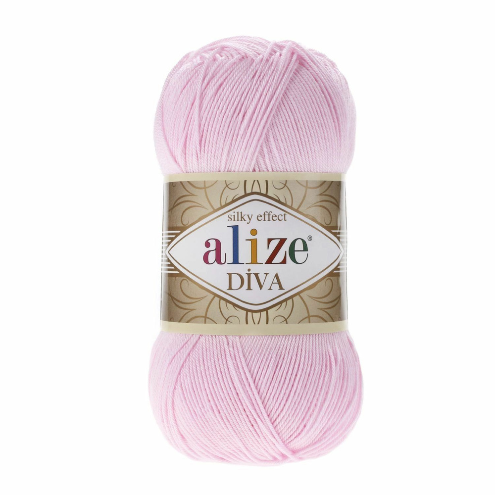 Пряжа Alize Diva - 1моток (185 - св.розовый) 100гр, 350метров, 100% микрофибра. Ализе Дива  #1