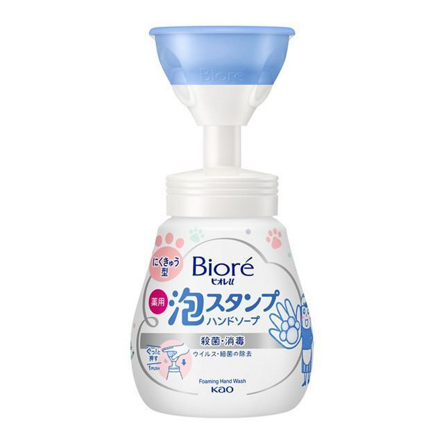 Мыло-пенка для рук KAO Biore U Foaming Hand Soap Stamp Nikukyu, с дозатором в форме кошачьей лапки 240мл #1