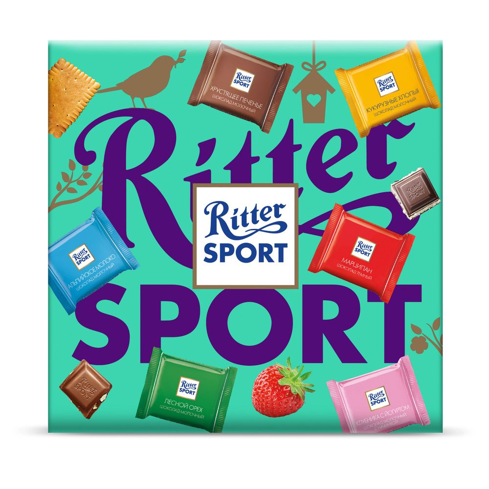 Набор шоколада Ritter Sport Яркая весна 6 вкусов, 12 плиток, 200г  #1