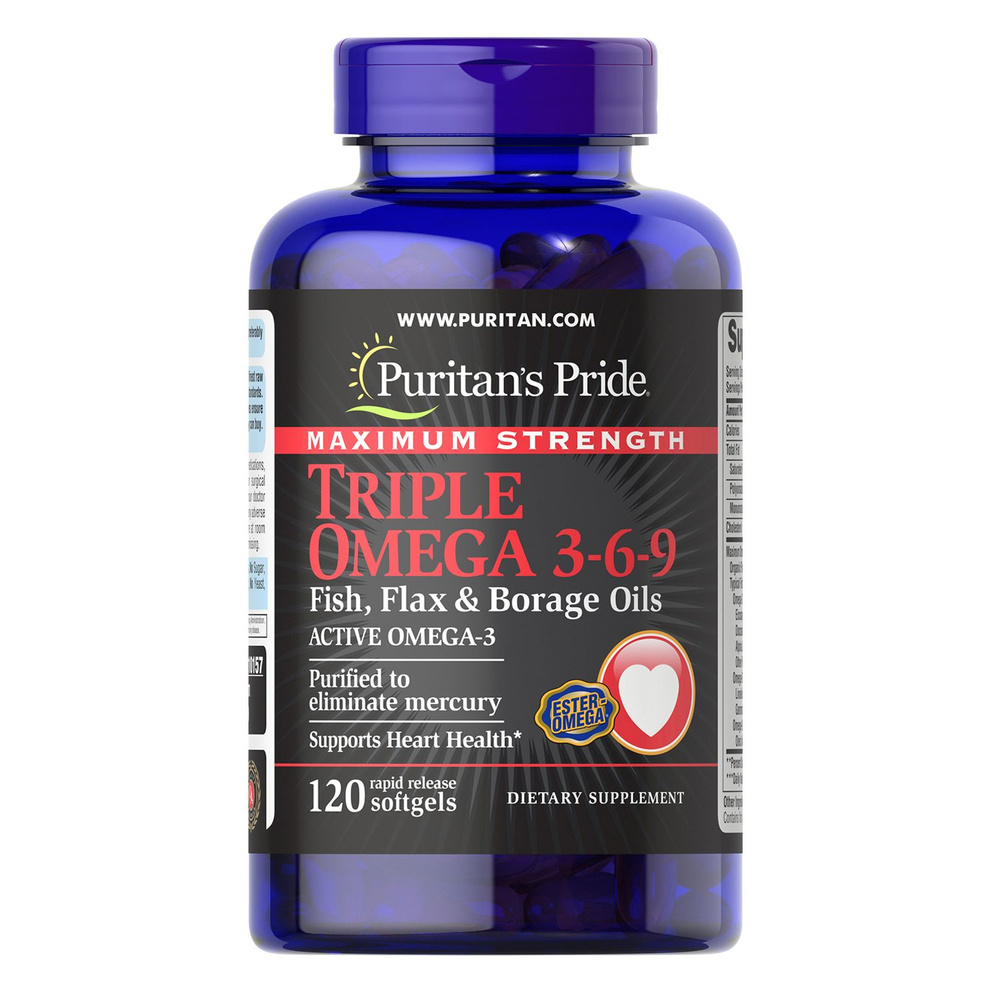 Омега 3-6-9 Maximum Strength Triple Omega 3-6-9 Puritans Pride120 капс #1