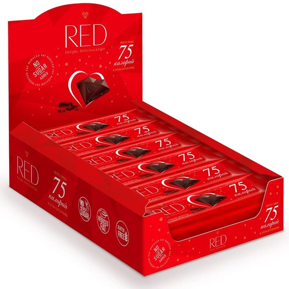 Батончик RED Delight темный шоколад со сниженной калорийностью, 26 г х 24 шт.  #1