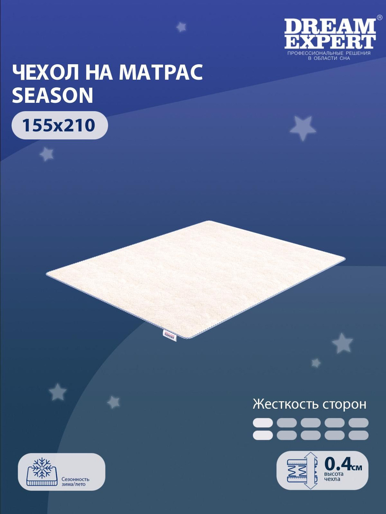 Чехол для матраса защитный сезонный DreamExpert Season 155x210 на резинках по углам, Овечья шерсть, высотой #1