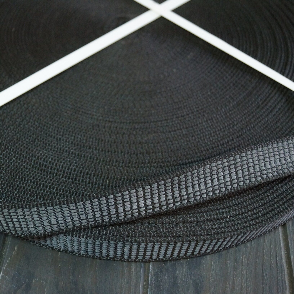 Лента ременная черная (стропа прорезиненная) ,5 метров,толщина 3.3 мм,ширина 25 мм. полипропиленовая #1