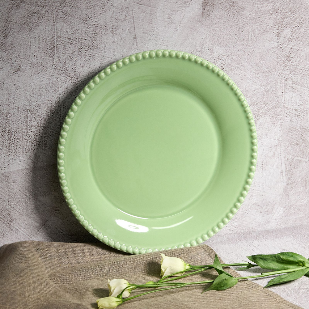 Тарелка обеденная 26 см "Grace" 26х26х2,5 см, цв.зеленый, фарфор  #1
