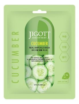 Тканевая маска для лица с экстрактом огурца JIGOTT CUCUMBER REAL AMPOULE MASK 27мл  #1