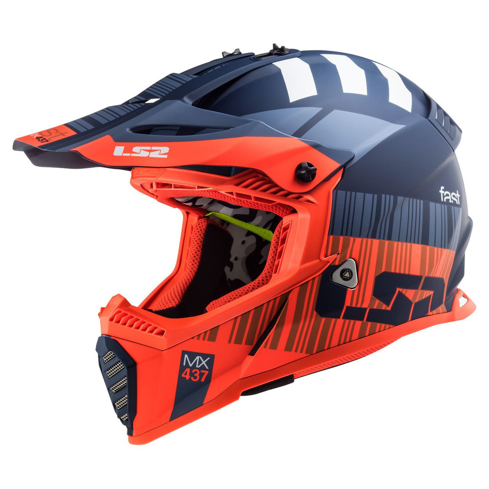 Кроссовый шлем для мотоциклистов LS2 MX437 FAST EVO MINI XCODE Matt Fluo Orange Blue L  #1