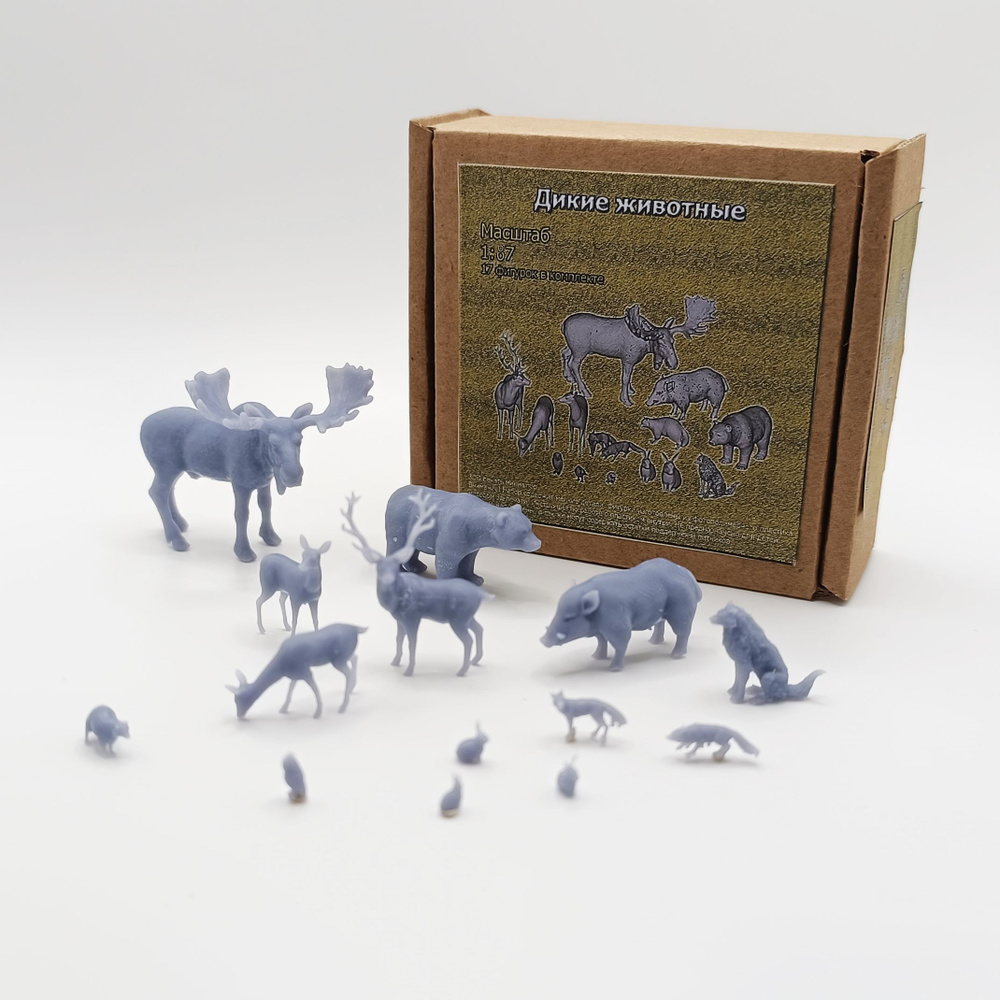 3DD Набор диких животных для макетов и диорам. Масштаб 1/87  #1