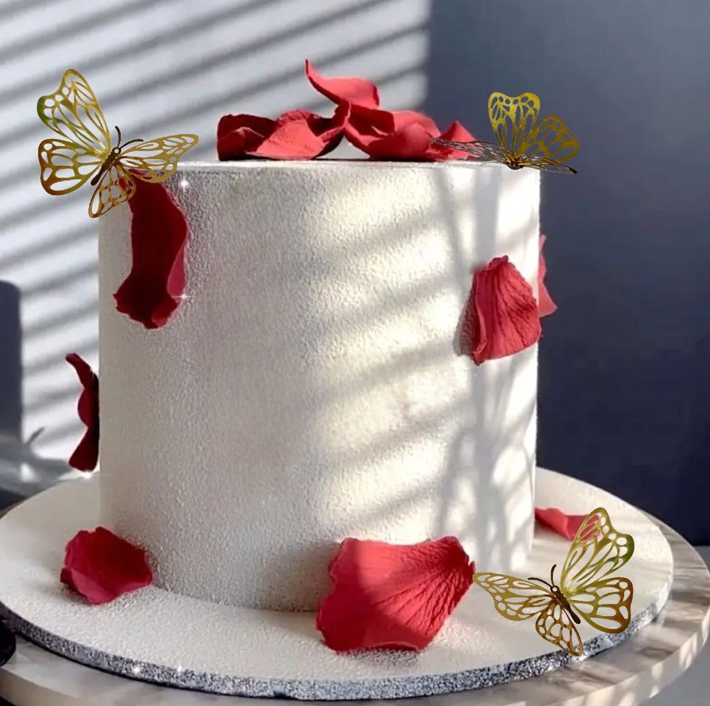 Набор для украшения торта Бабочки 12 шт., цвет голография, топпер в торт на День Рождения для девочки #1