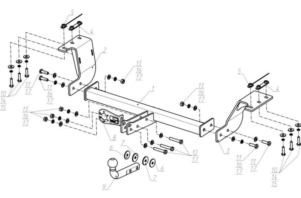 Фаркоп Berg для Haval H6 2014-2020/M6 2023-н.в., шар A, 1500/75 кг, F.9414.001 #1