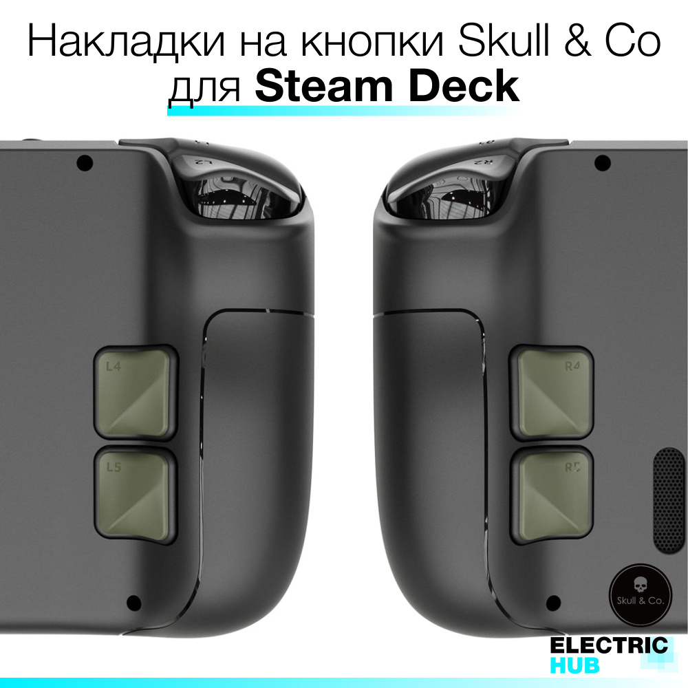 Премиум накладки на кнопки Skull & Co для Steam Deck/OLED, комплект из 4 штук, цвет Хаки (OD Green)  #1