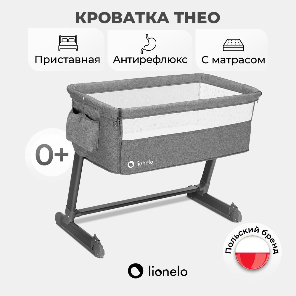 Детская колыбель Lionelo Theo приставная кроватка люлька для новорожденных  #1