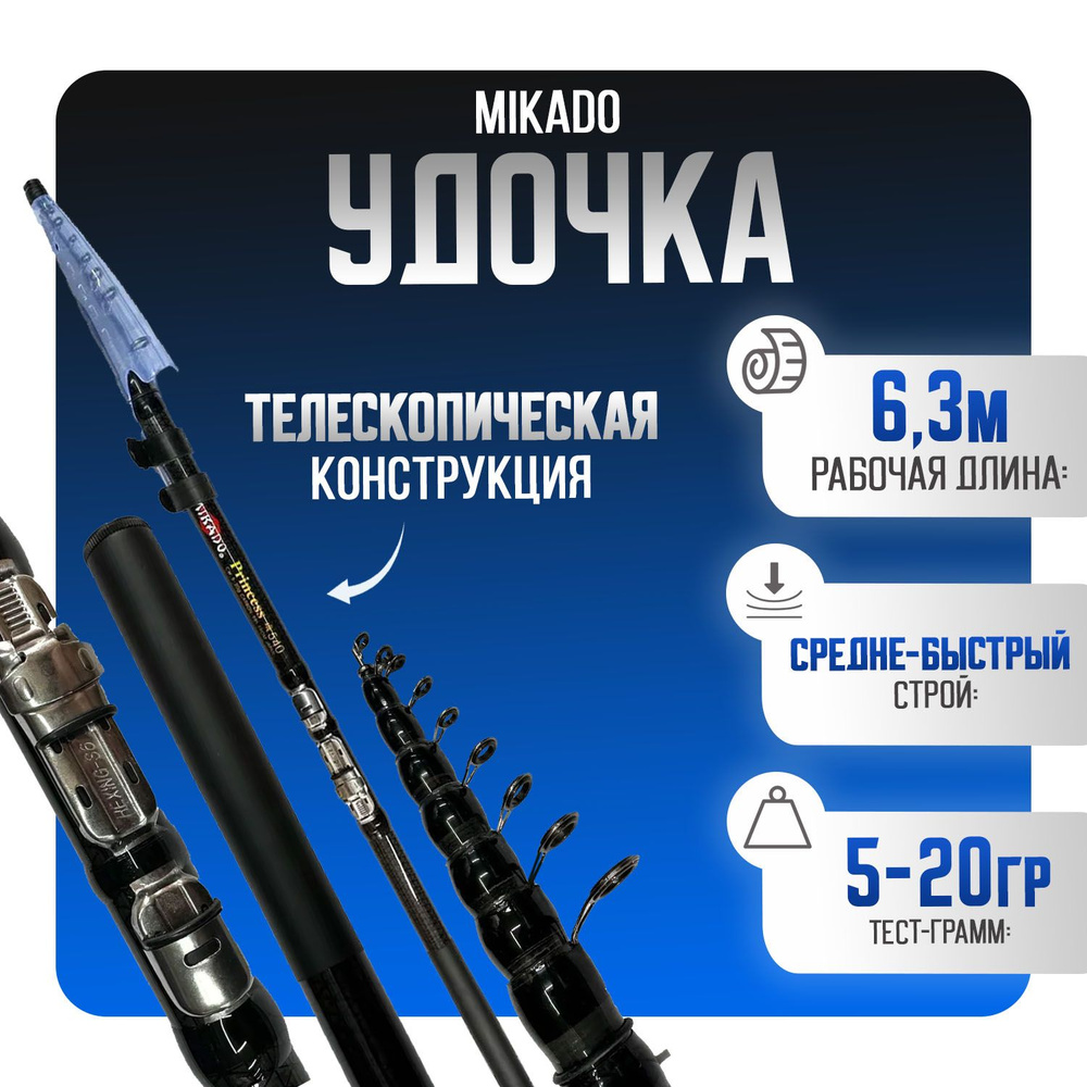 Болонское удилище 6,3м телескопическое MIKADO Carbon 5-20 гр #1