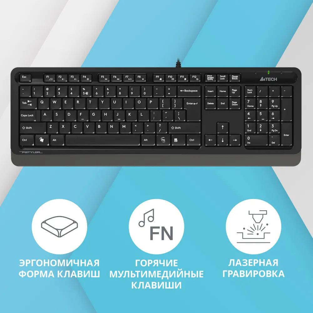 Клавиатура A4tech FStyler FK10 черный/серый USB (1147518) #1