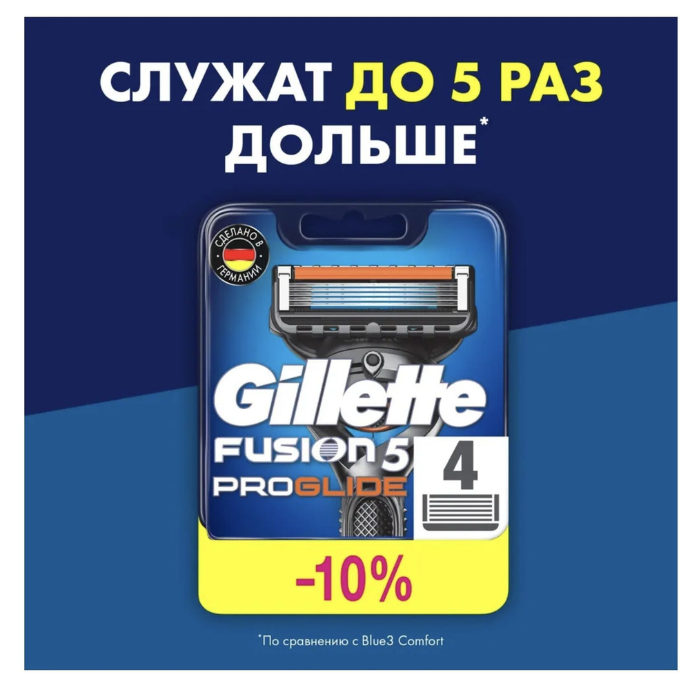 Сменные кассеты Gillette Fusion Proglide Для Мужской Бритвы, 4 шт, с 5 лезвиями,с точным триммером для #1
